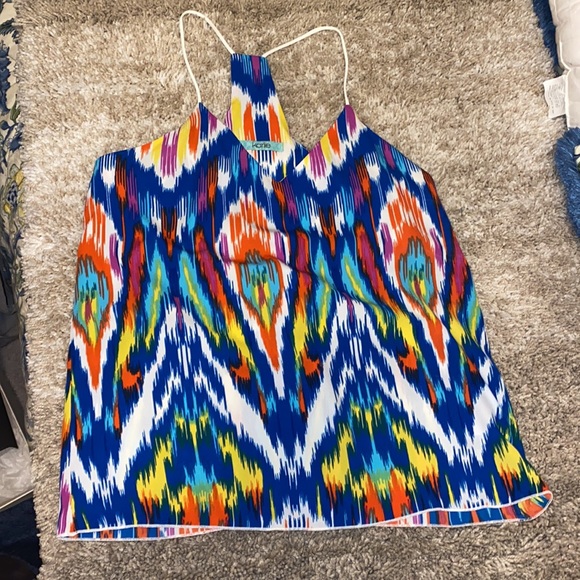 Karlie Spaghetti strap racerback top NWOT never worn Sz M, multi colors. - Picture 3 of 8